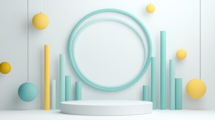 Aufkleber - A minimalist display featuring geometric shapes in a soft color palette for presentations.