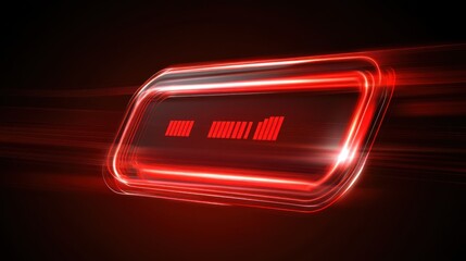 Aufkleber - A glowing red battery indicator displaying charging status with a modern design.