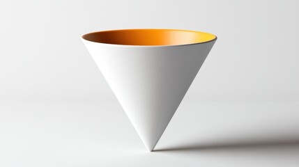 Aufkleber - A minimalist cone-shaped object with a white exterior and an orange interior.