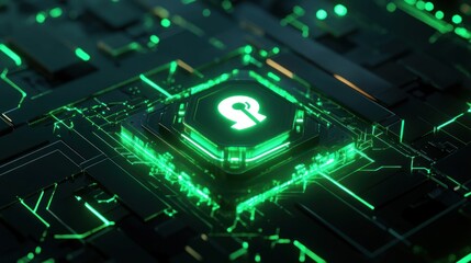 Aufkleber - A futuristic circuit board with a glowing lock symbol, representing cybersecurity.