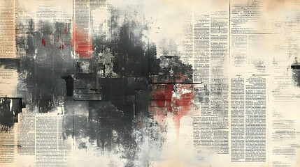 Wall Mural - Abstract Newspaper Collage Textured Background