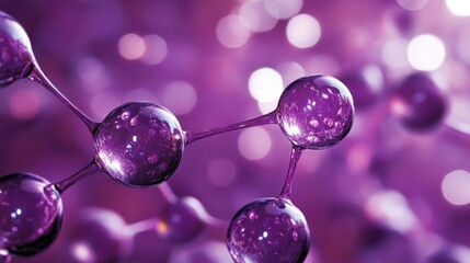 Aufkleber - Close-up of molecular structures in a vibrant purple hue, illustrating scientific concepts.