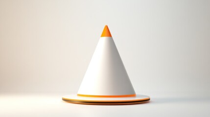 Poster - White cone with orange stripe on a white background.