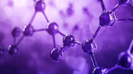 Poster - A close-up view of molecular structures in a purple hue, symbolizing scientific research.