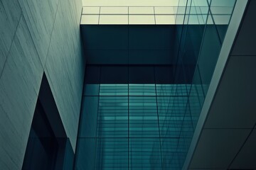 Leinwandbilder - A modern architectural design featuring glass and concrete elements in a minimalist style.