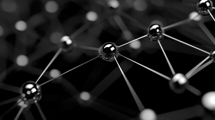 Aufkleber - A close-up view of interconnected spheres and lines representing a molecular or network structure.