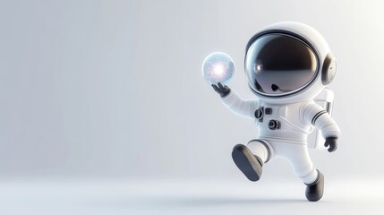 Poster - A playful astronaut holding a glowing orb, conveying a sense of wonder and exploration.