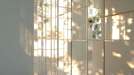 Wall Mural - Sunlit Grid: A Study in Light and Shadow