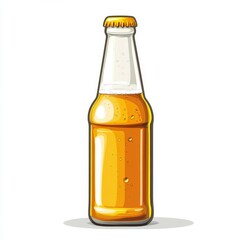 refreshing beer bottle with golden liquid and bubbles