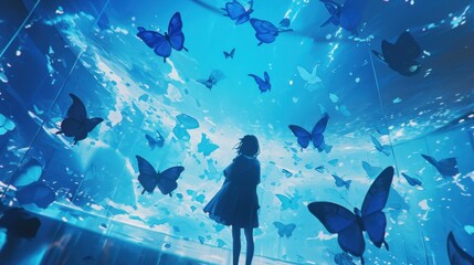 Wall Mural - the butterfly exhibit was like stepping into an underwater paradise each delicate wing glowing a flu
