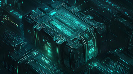 Wall Mural - blue digital background for technological operations neural networks ai big data transmission encryp