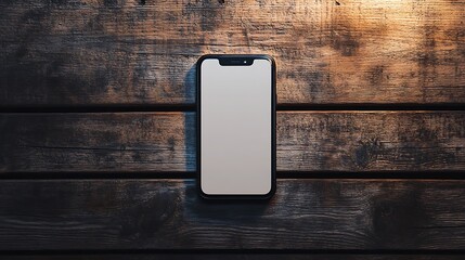 Wall Mural - modern smartphone on dark wooden surface
