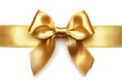 © Ranazain - Elegant golden satin ribbon bow on a white background, symbolizing luxury, celebration gift wrapping