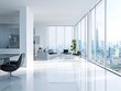 © AgungRikhi - Modern office space with large windows offering a city view.