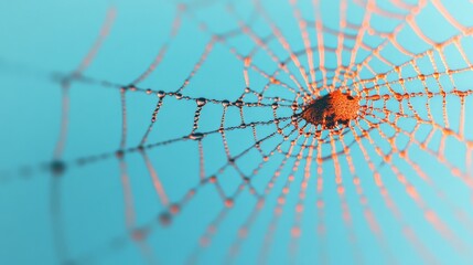 Dew-Kissed Web: A delicate spiderweb, glistening with morning dew, captures the beauty of nature's intricate design. The intricate web, a testament to the spider's meticulous work.