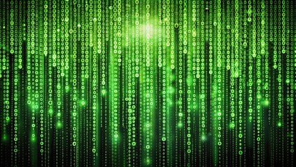 flowing green binary code matrix, technology, data, coding, digital, programming, computer, internet