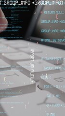 Wall Mural - creative visual of computer programming coding and software development shown by man working on comp