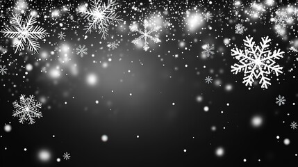 Wall Mural - falling snowflakes on dark background.