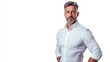© kiattisak - confident businessman in white shirt poses against white background, showcasing professionalism and charisma