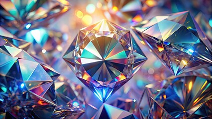 diamond facets abstract diffraction background in render, diamond, facets, abstract, diffraction, ba
