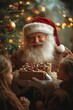 © Vasiliy - Funny happy kid taking gift from bag of Santa Claus. holidays, christmas, childhood