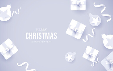 Poster - Elegant Christmas Greeting with White Gifts and Ornaments