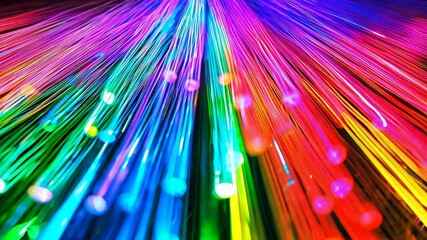Wall Mural - bright and colorful light trails illuminate rainbow of vibrant visual effects