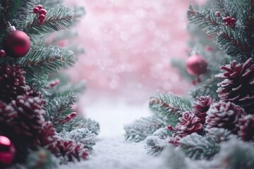 Canvas Print - Christmas decor with pine cones and ornaments