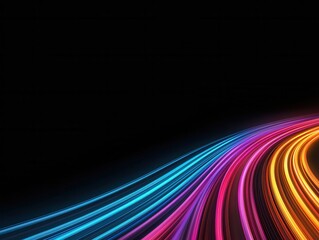 Poster - Fiber optic cables inspire abstract designs. An image of colorful light streaks against a black background, creating a sense of motion and energy.