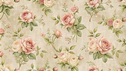  Elegant Pastel Roses Seamless Pattern for Fabric and Wallpaper Design
