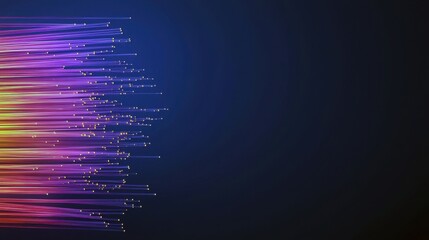 Aufkleber - Fiber optic cables inspire abstract designs. An image featuring colorful lines radiating from the left against a dark background, creating a sense of motion and energy.