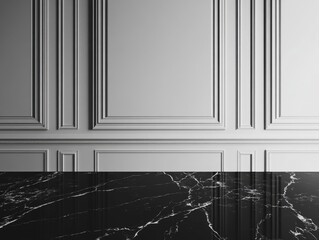 Canvas Print - Black and White Marble Floor