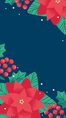 Wall Mural - Christmas background design with poinsettia and nuts