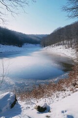 Wall Mural - frozen lake landscape