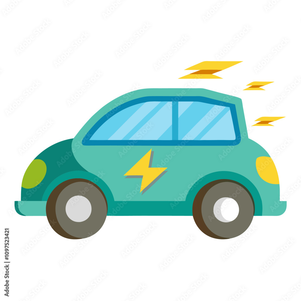 electric car clipart cartoon Illustration drawing Stock Vector | Adobe ...