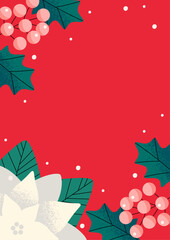 Wall Mural - Christmas background design with poinsettia and nuts