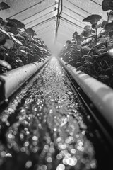 Poster - Greenhouse interior in monochrome