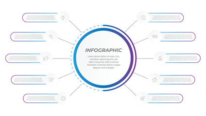Wall Mural - vector infographic label design with circle infographic template design and 10 options or steps. can