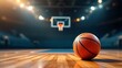 © Din Nasahrudin - Orange ball on basketball court with stadium as background. Basketball game championship