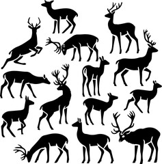Wall Mural - deer silhouette vector collection christmas new year