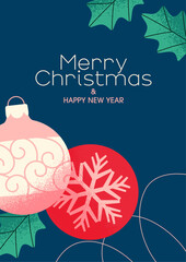 Wall Mural - Cute background design with Christmas ornaments