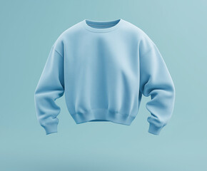 Wall Mural - Casual blue sweatshirt mockup on blue background