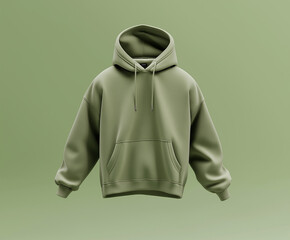 Wall Mural - Green Matcha Hoodie Mockup on Green Background