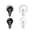 © designworld24x7 - Light bulbs icon set silhouette vector line art design isolated on a white background