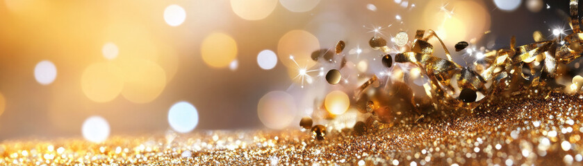 sparkling golden celebration festive event bright atmosphere indoor space close-up view joyful conce
