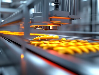 Leinwandbilder - Automated Industrial Machine Processing Potatoes in Food Production Facility : Generative AI