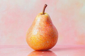 Canvas Print - Pear on Pink Surface