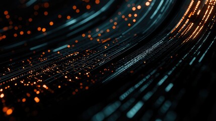 Poster - Abstract digital background featuring 3D binary code streaming across a darkened screen, evoking high-tech and cybersecurity themes.
