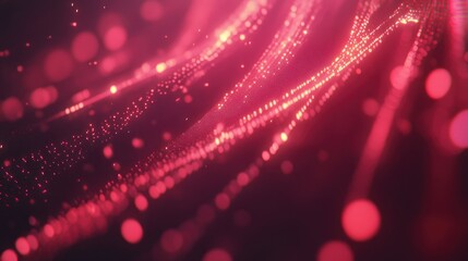Poster - Abstract visualization of data flowing through a futuristic digital network, with glowing lines and particles moving in sync.