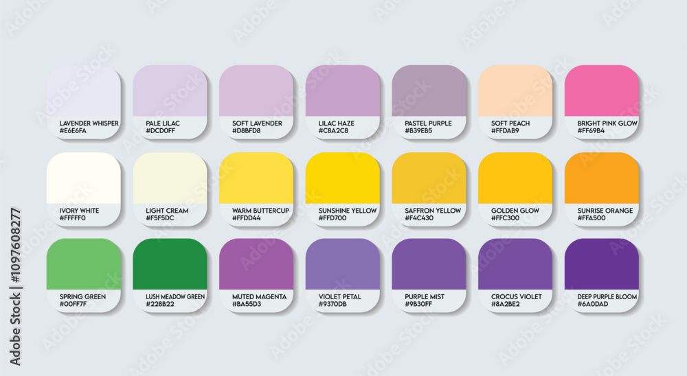 Image vectorielle Stock Crocus Color Palette, Crocus Flower Color Guide ...